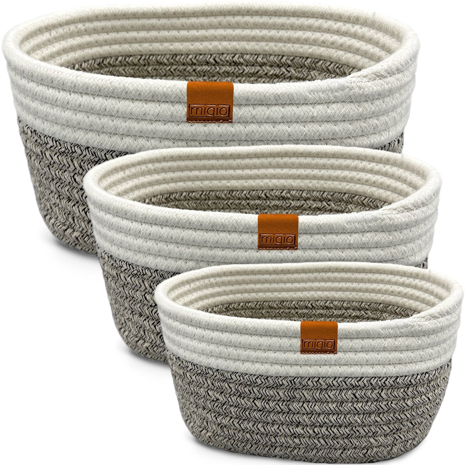 baumwollkorb aufbewahrung Baumwollkorb zur Aufbewahrung. 3er-Set. Beige – MIQIO® Design