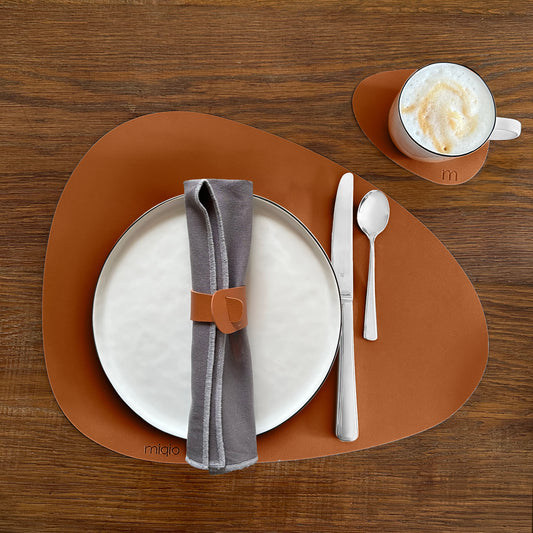Tischset Stone aus Kunstleder - 6er-Set/18-teilig - 40 x 32 cm