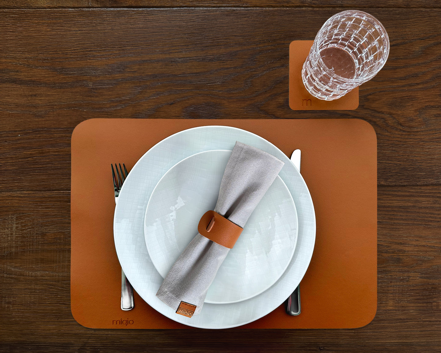 Tischset rechteckig aus Kunstleder - 6er-Set/18-teilig - 44 x 30 cm