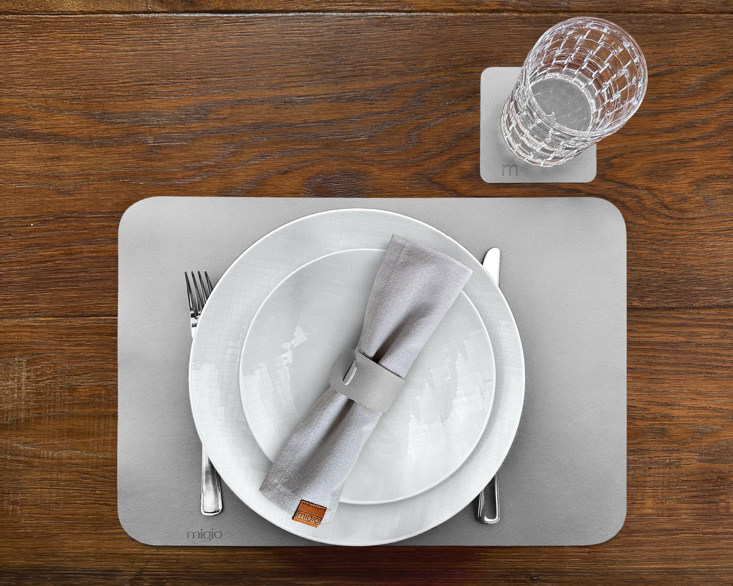 Tischset rechteckig aus Kunstleder - 6er-Set/18-teilig - 44 x 30 cm