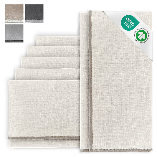 Stoffservietten aus 100% Bio-Baumwolle mit edler Ziernaht - 6er Set - 45 x 45 cm