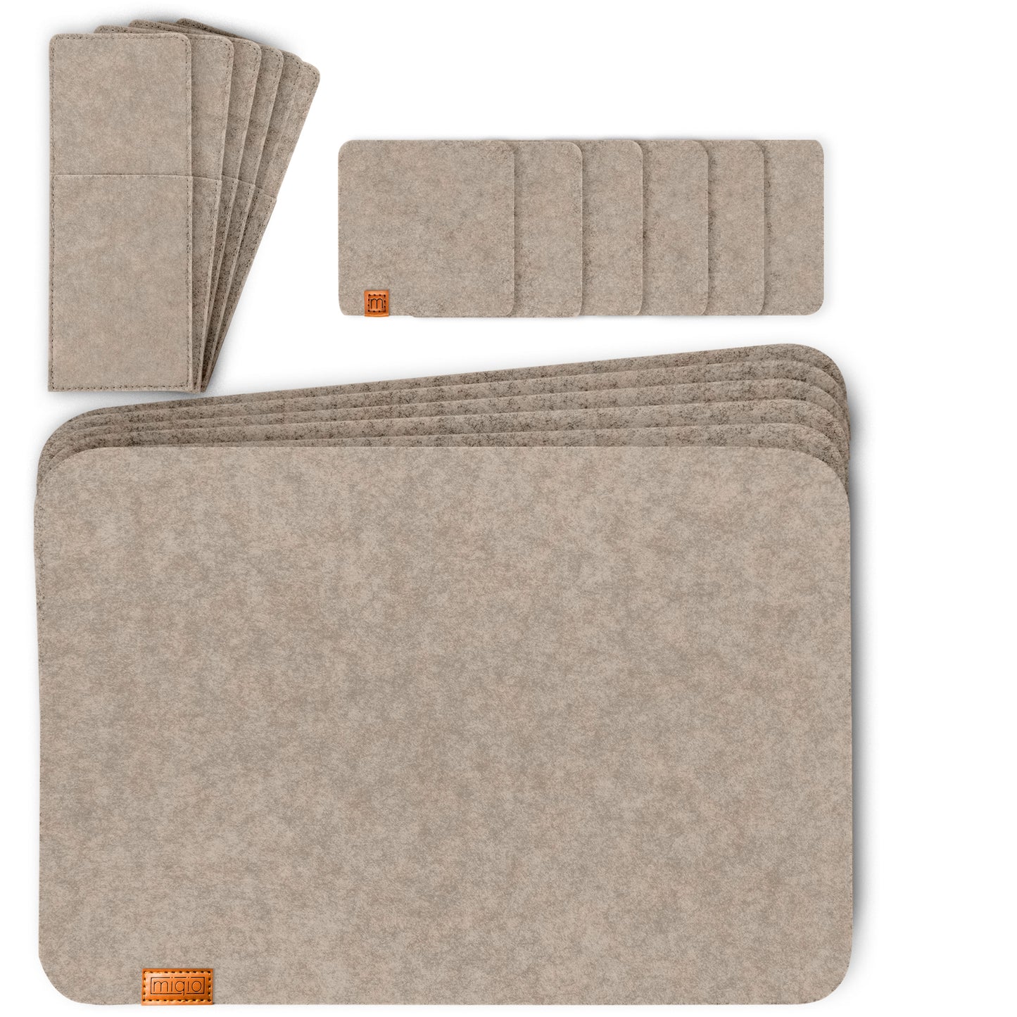 Filz-Tischset inkl. Glasuntersetzer + Bestecktaschen. Im Set 4-6 Pers.