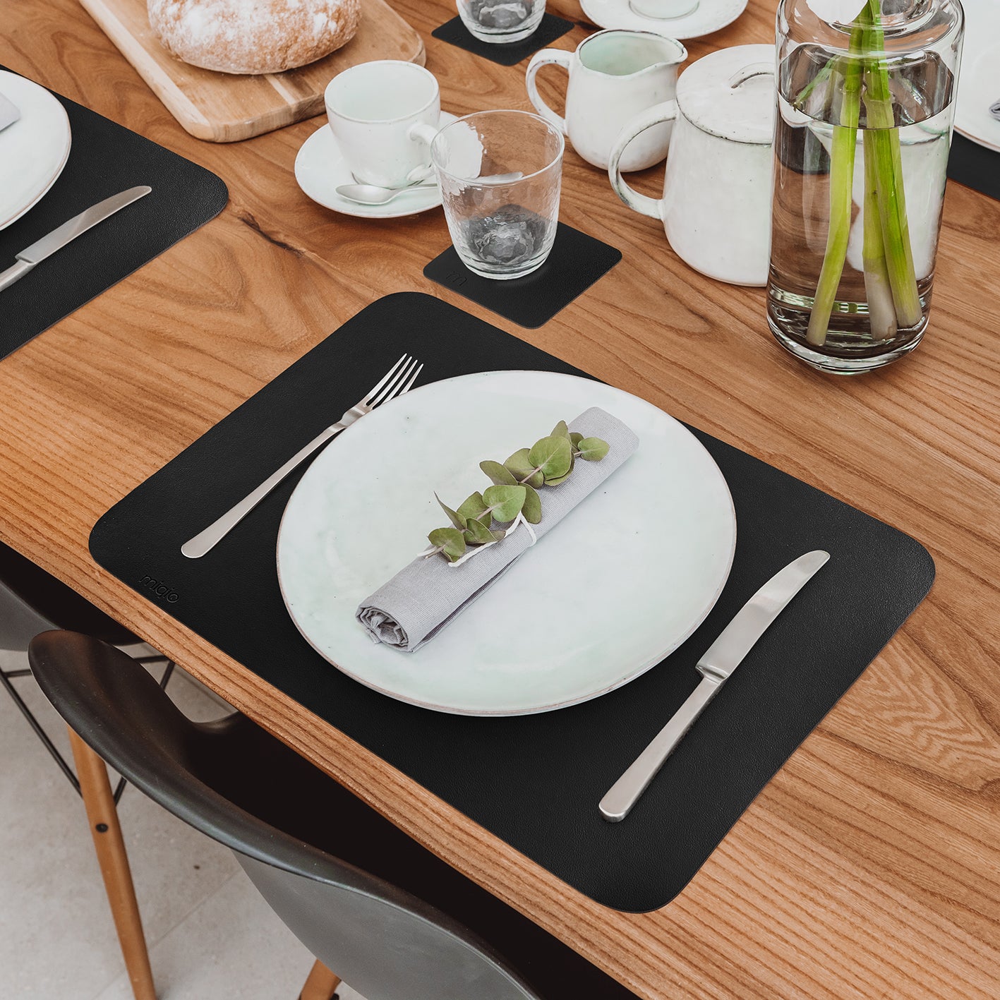Tischset rechteckig aus Kunstleder - 6er-Set/18-teilig - 44 x 30 cm