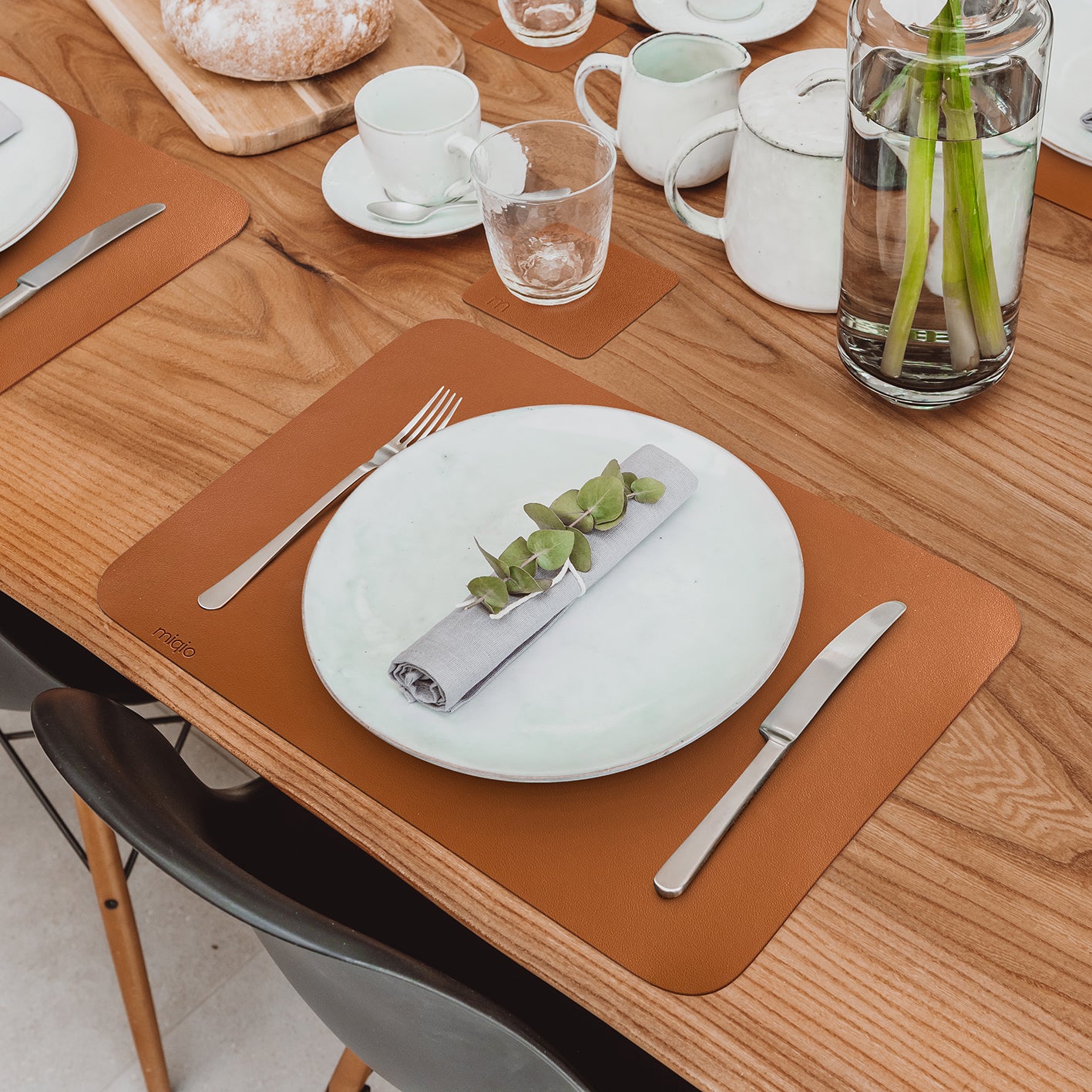 Tischset rechteckig aus Kunstleder - 6er-Set/18-teilig - 44 x 30 cm