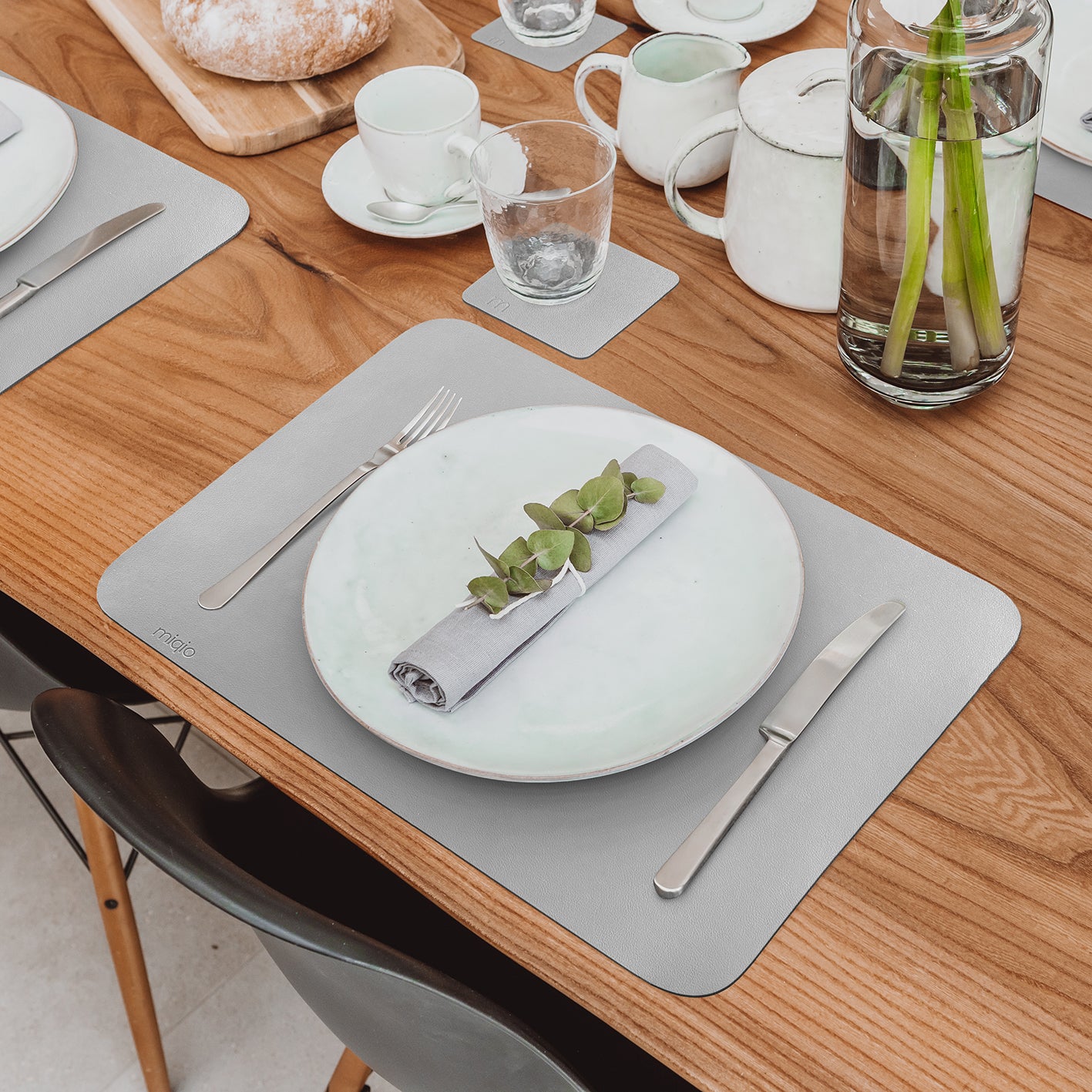 Tischset rechteckig aus Kunstleder - 6er-Set/18-teilig - 44 x 30 cm