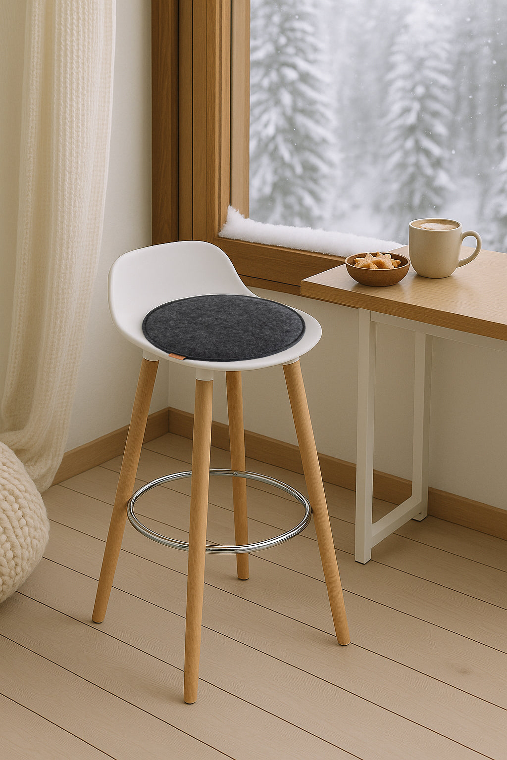 Sitzkissen aus Filz Rund, Waschbar, Rutschfest