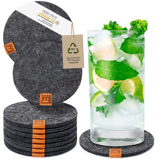 Glasuntersetzer Rund aus Filz 10er-Set (Ø10 cm)