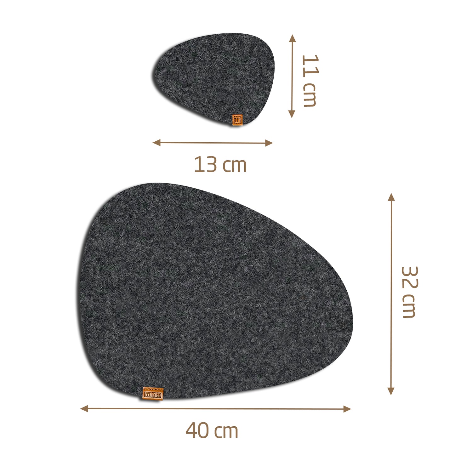Filz-Tischset inkl. Glasuntersetzer Stone im 6er Set