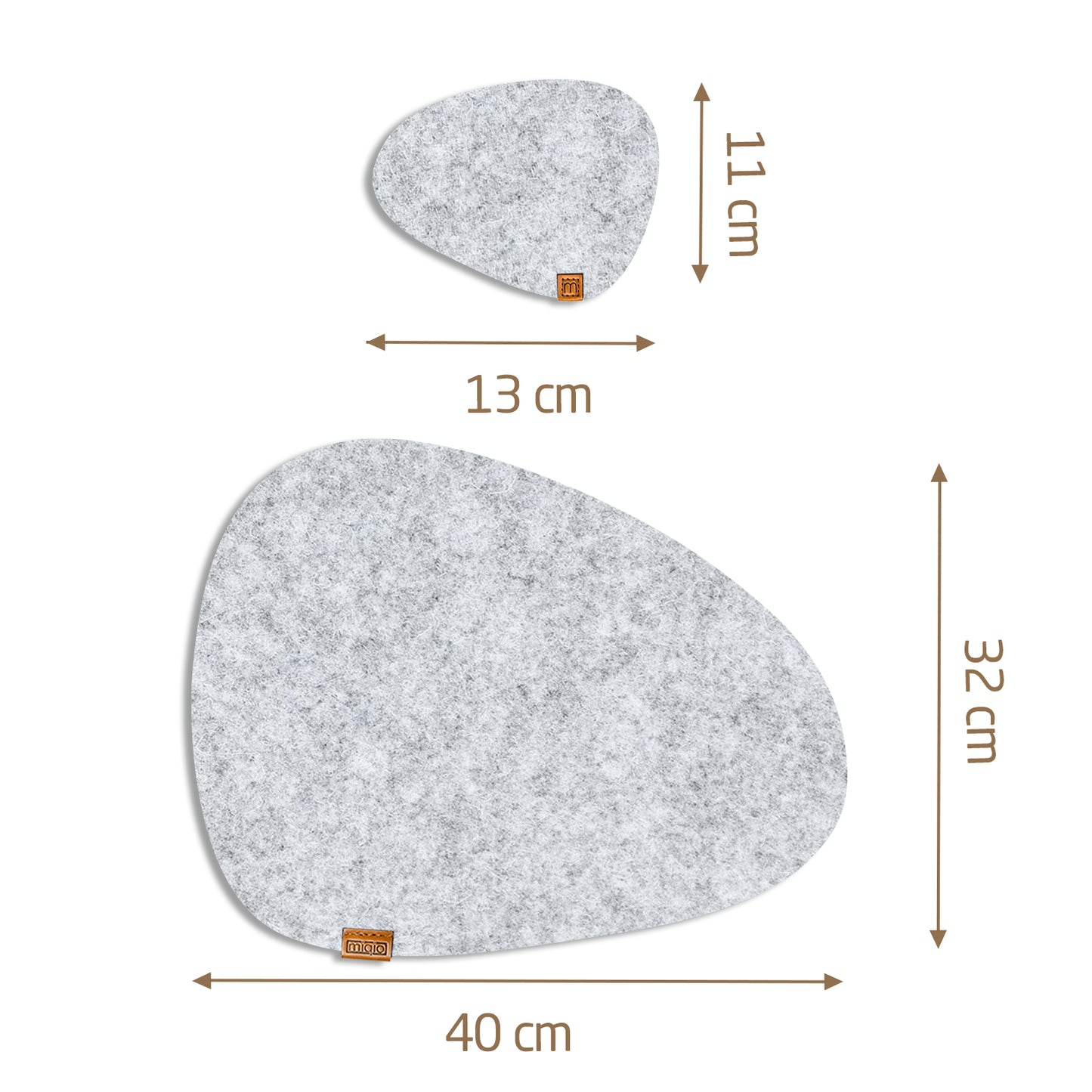 Filz-Tischset inkl. Glasuntersetzer Stone im 6er Set