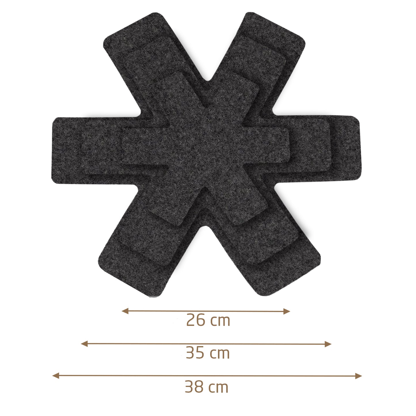 Pfannenschoner & Stapelschutz für Pfannen, Töpfe, Schüsseln - 6 Stück in Ø38cm, Ø35cm und Ø26cm