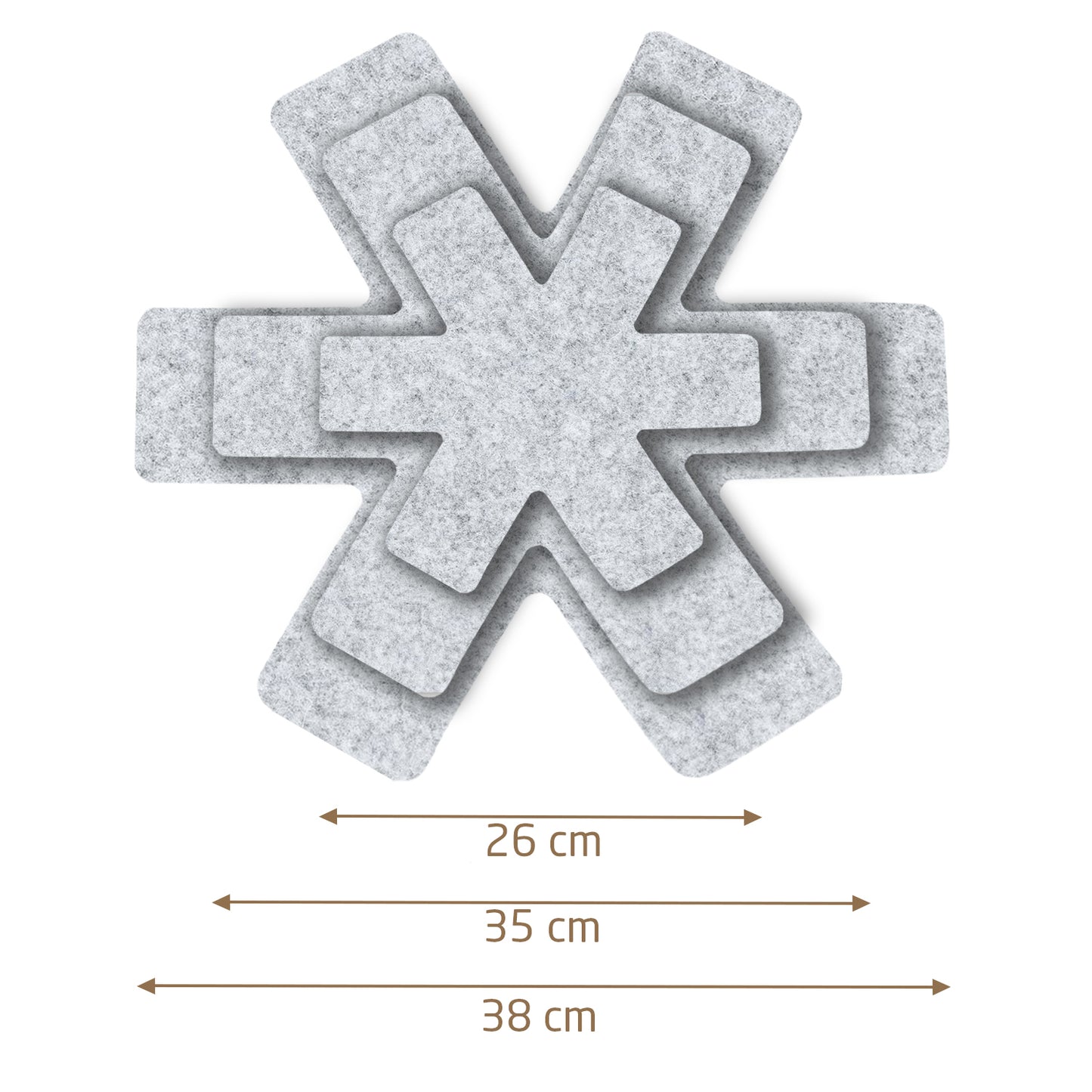 Pfannenschoner & Stapelschutz für Pfannen, Töpfe, Schüsseln - 6 Stück in Ø38cm, Ø35cm und Ø26cm