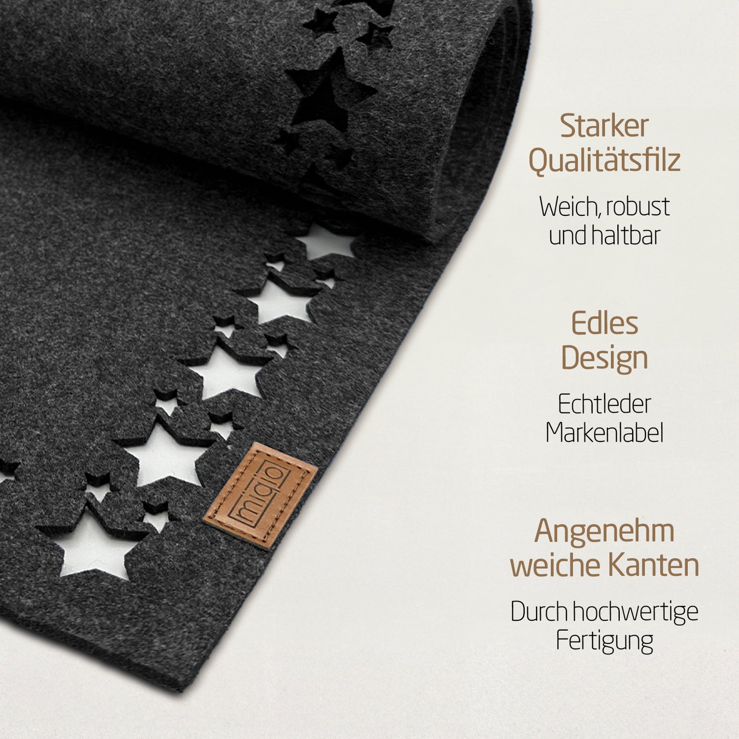 Filz Tischläufer mit Wintermotiv (Sterne)