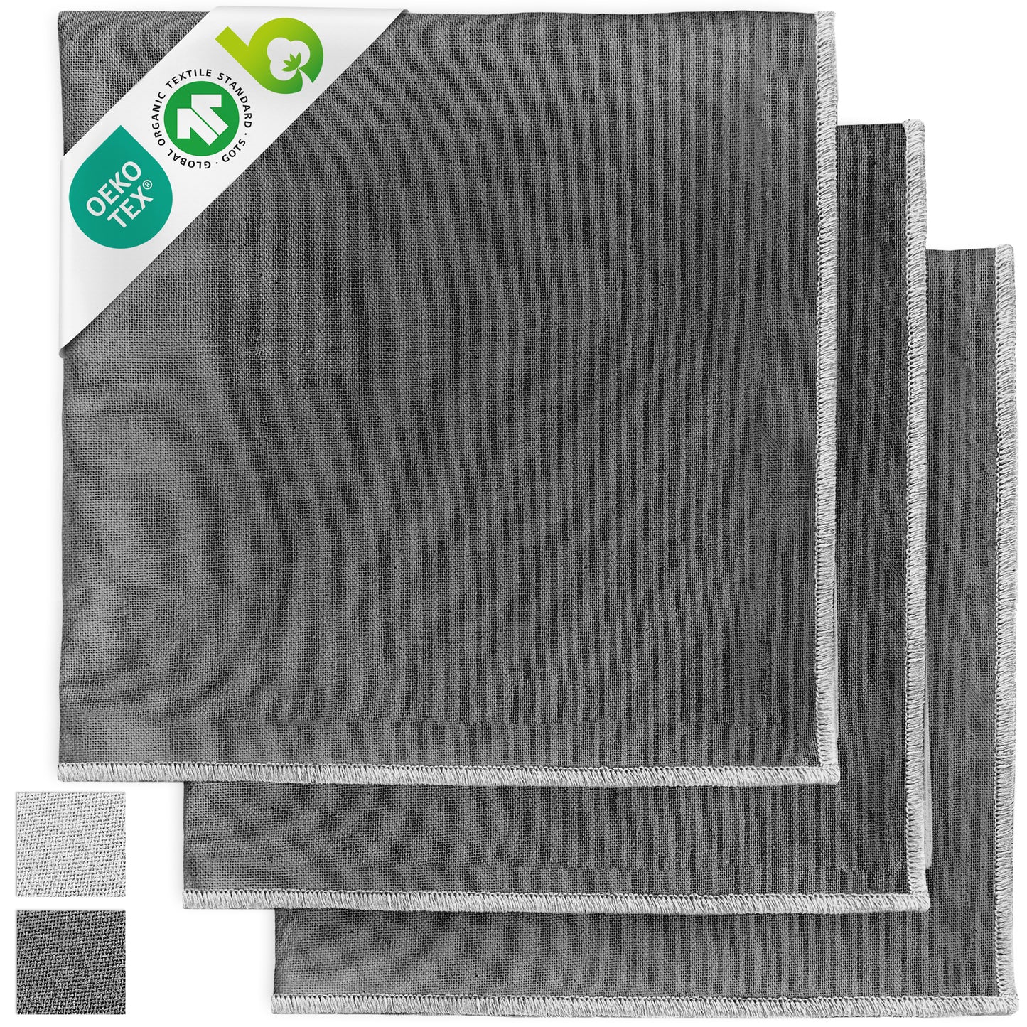 Geschirrtücher aus 100% Bio-Baumwolle mit edler Ziernaht - 3er Set - 70 x 45 cm
