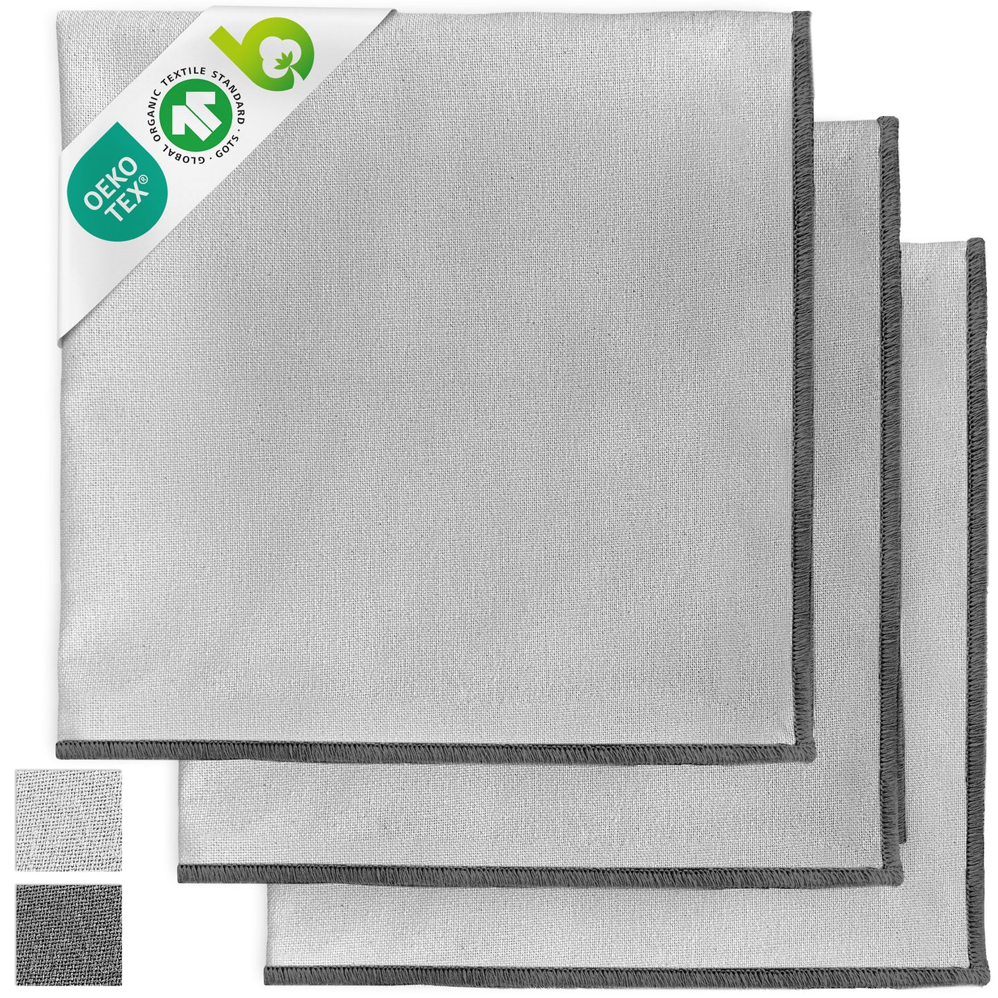 Geschirrtücher aus 100% Bio-Baumwolle mit edler Ziernaht - 3er Set - 70 x 45 cm