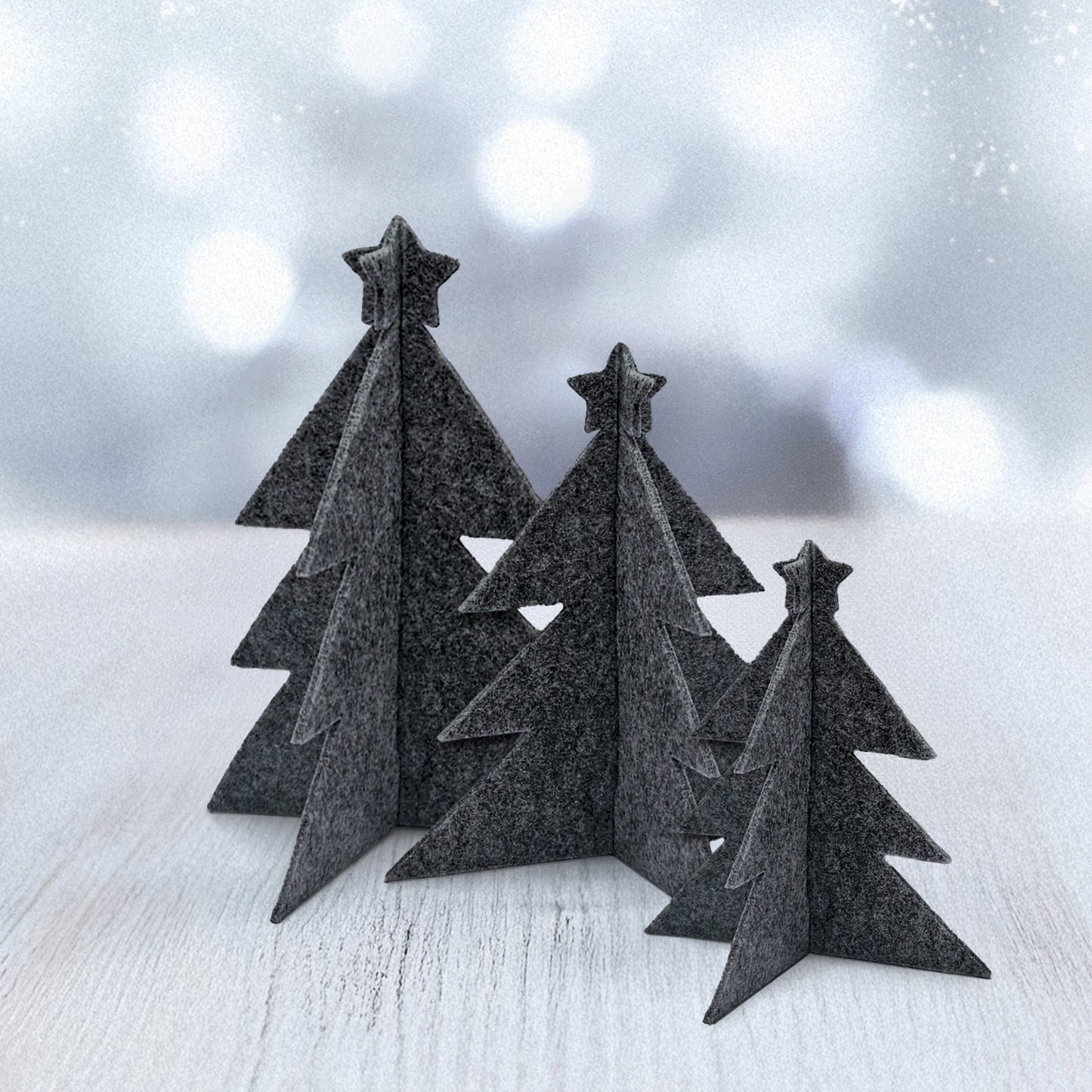 Filz Tannenbäume – 3er-Set für elegante Weihnachtsdekoration