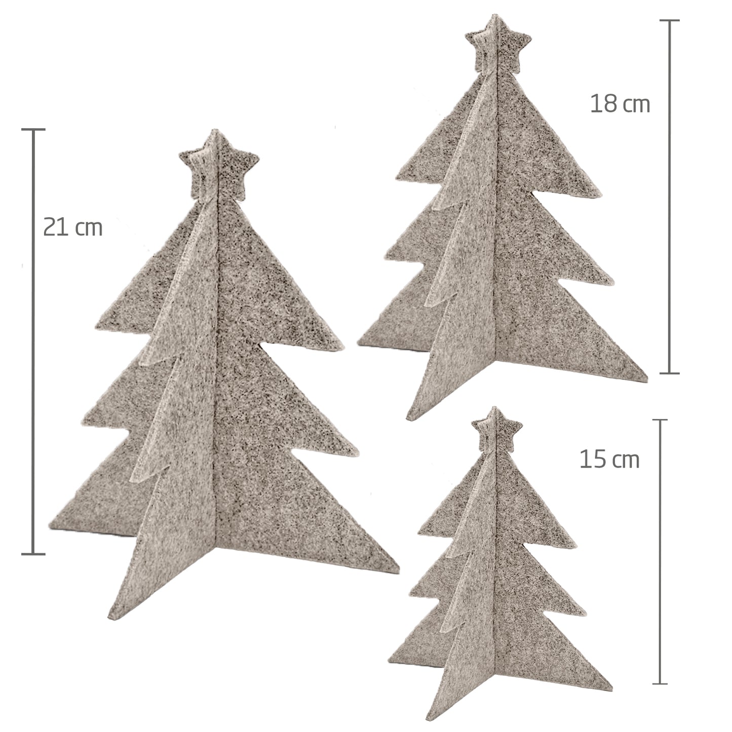 Filz Tannenbäume – 3er-Set für elegante Weihnachtsdekoration