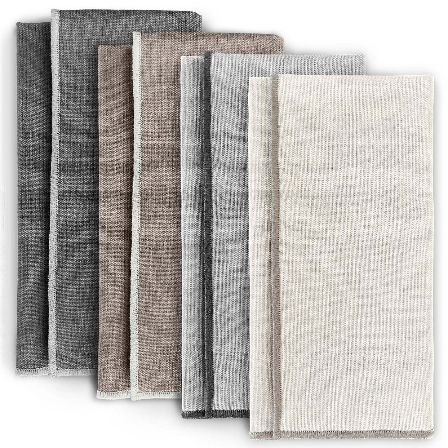 Stoffservietten aus 100% Bio-Baumwolle mit edler Ziernaht - 6er Set - 45 x 45 cm