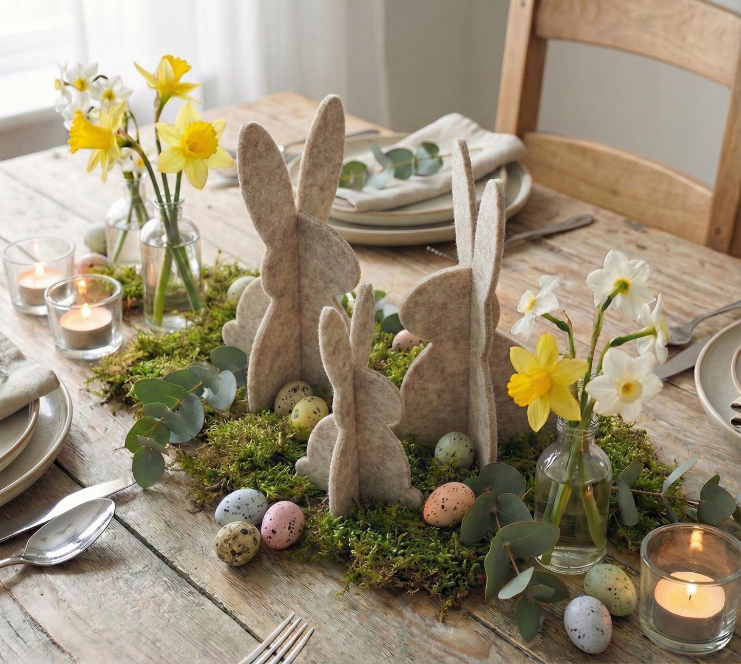 Filz Osterhasen – 3er-Set für stilvolle Osterdeko und Tischdeko