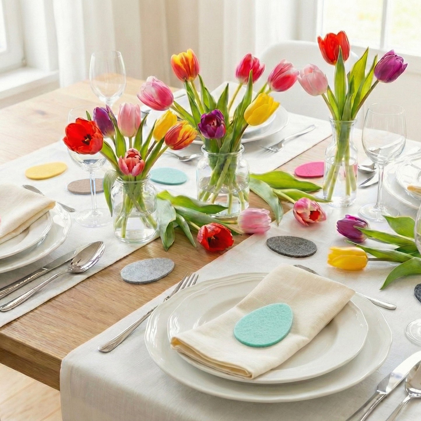 Filz Ostereier - 6er-Set Streudeko für Ostertisch und Frühlingsdeko