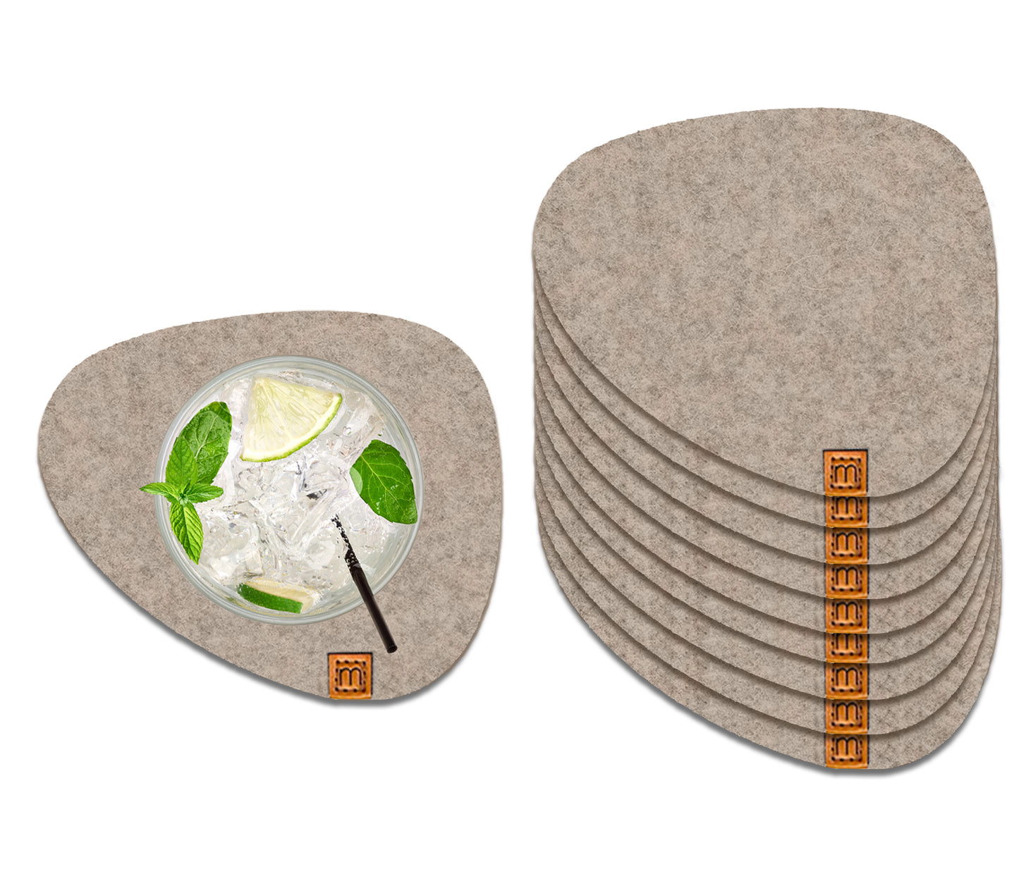 Glasuntersetzer Stone aus Filz 10er-Set (Ø10 cm)