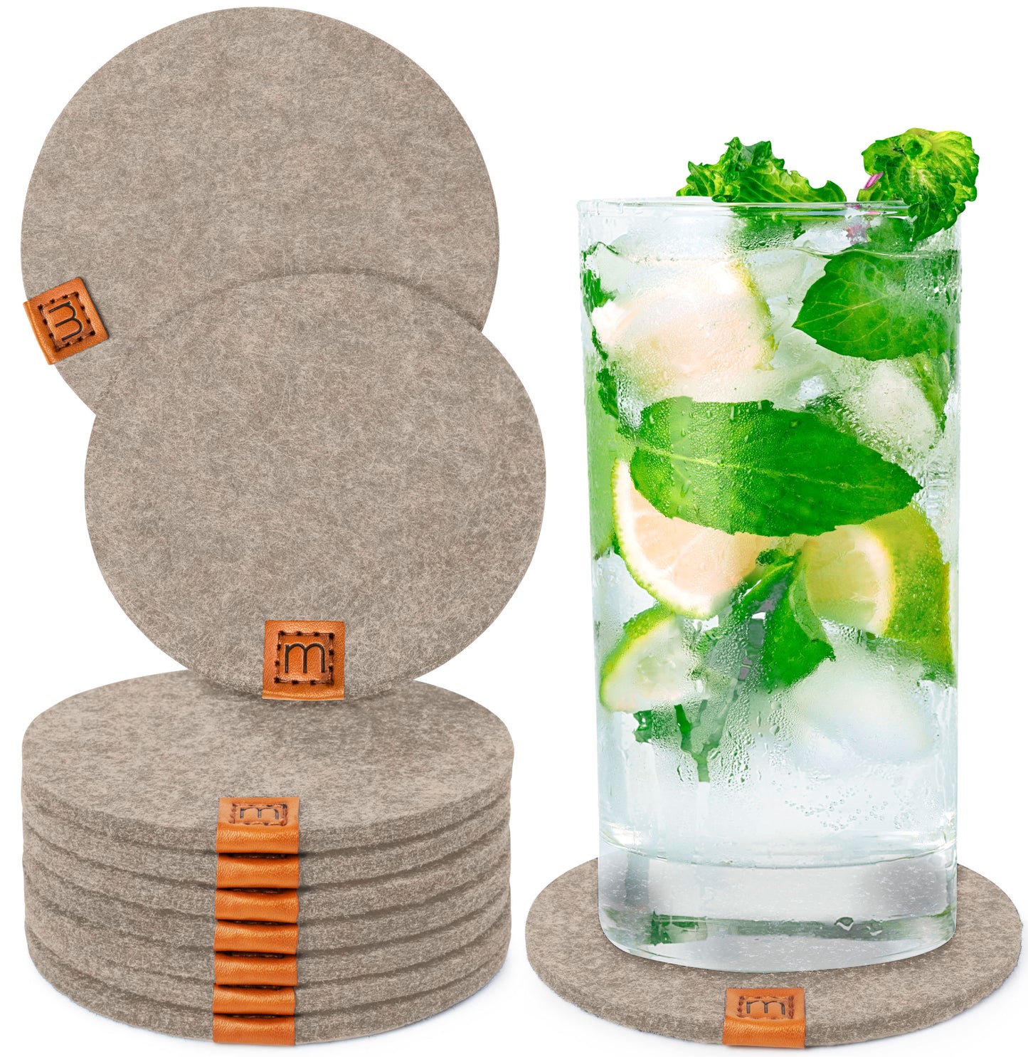 Glasuntersetzer Rund aus Filz 10er-Set (Ø10 cm)