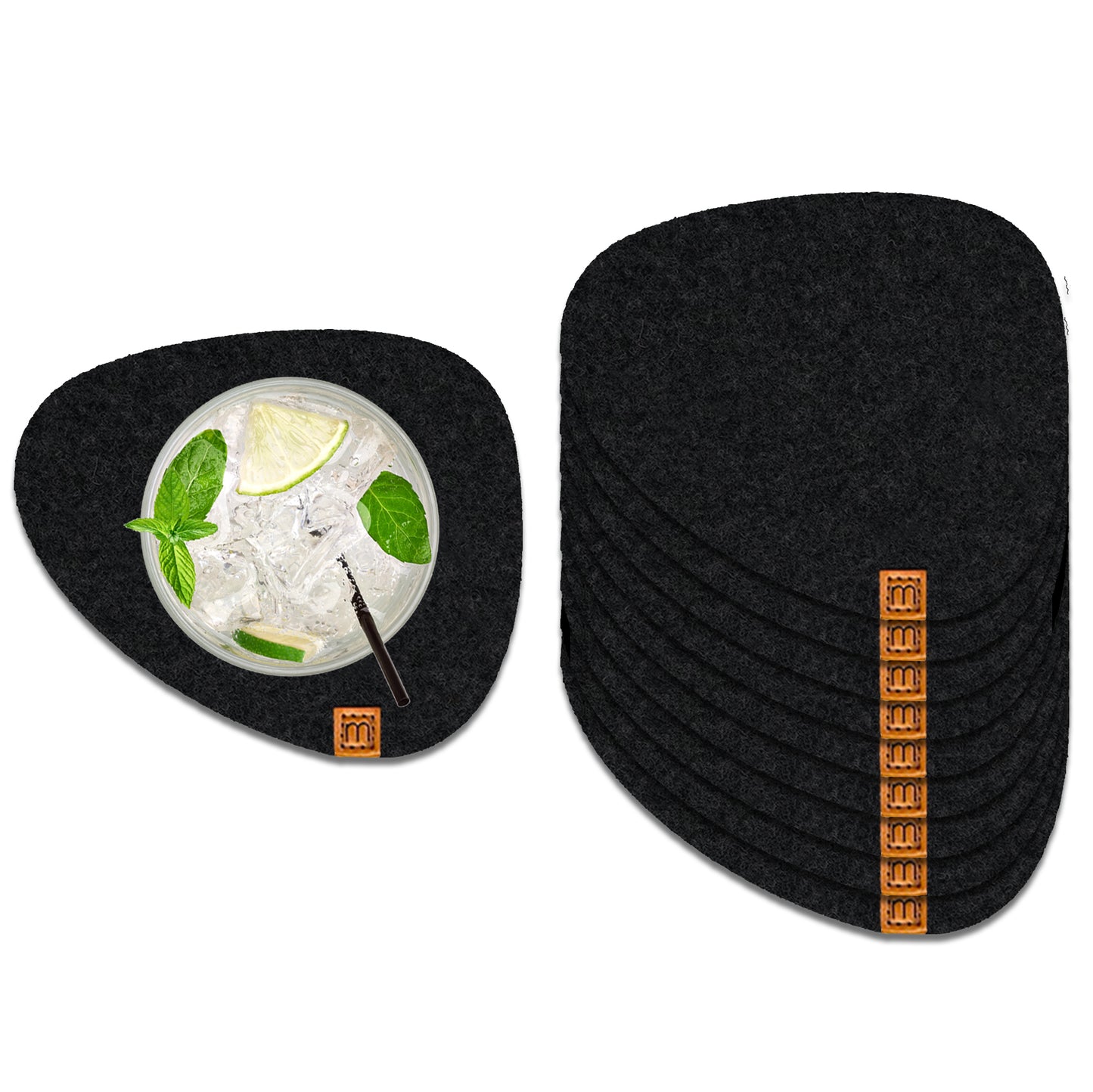 Glasuntersetzer Stone aus Filz 10er-Set (Ø10 cm)