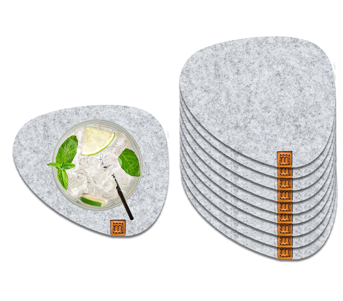 Glasuntersetzer Stone aus Filz 10er-Set (Ø10 cm)