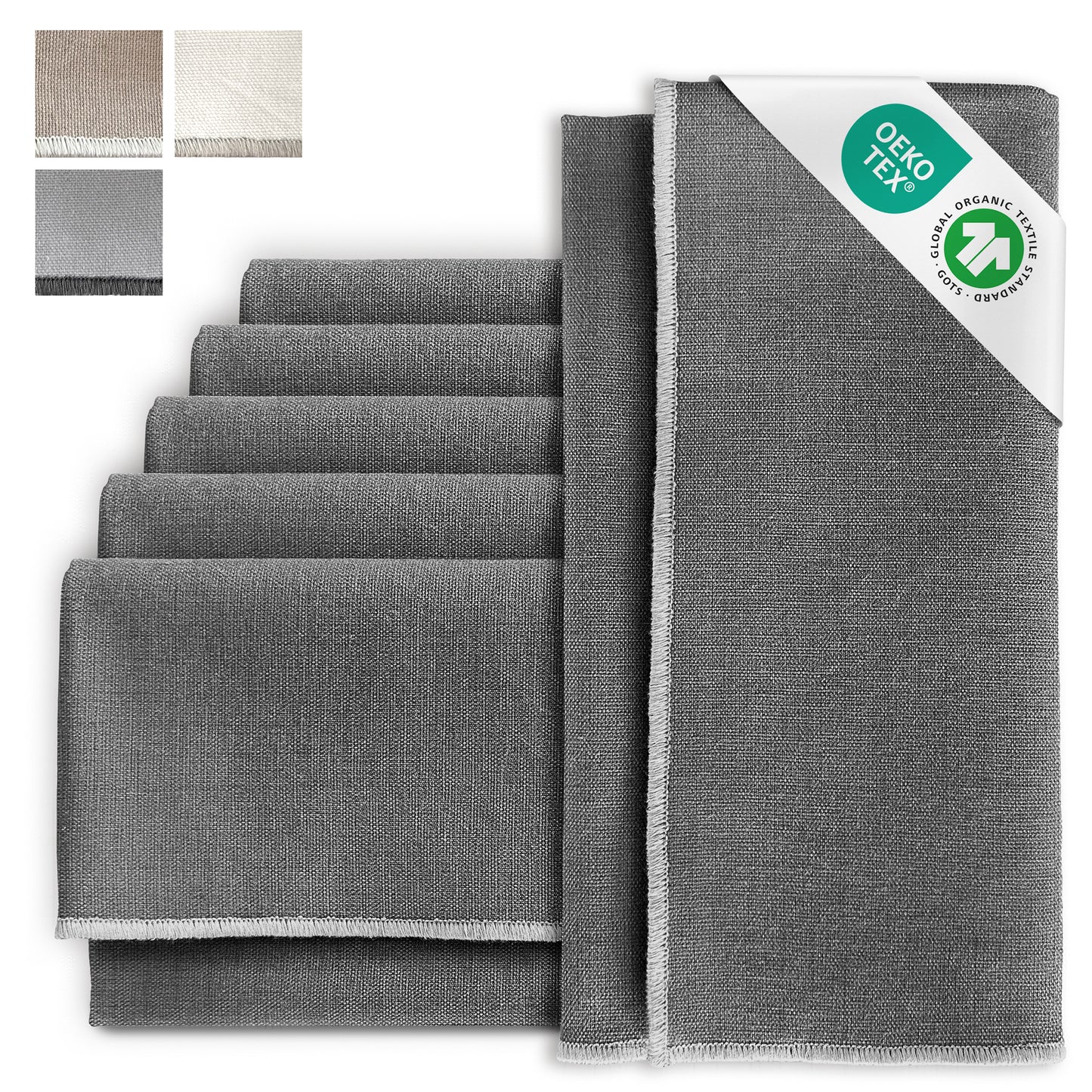 Stoffservietten aus 100% Bio-Baumwolle mit edler Ziernaht - 6er Set - 45 x 45 cm