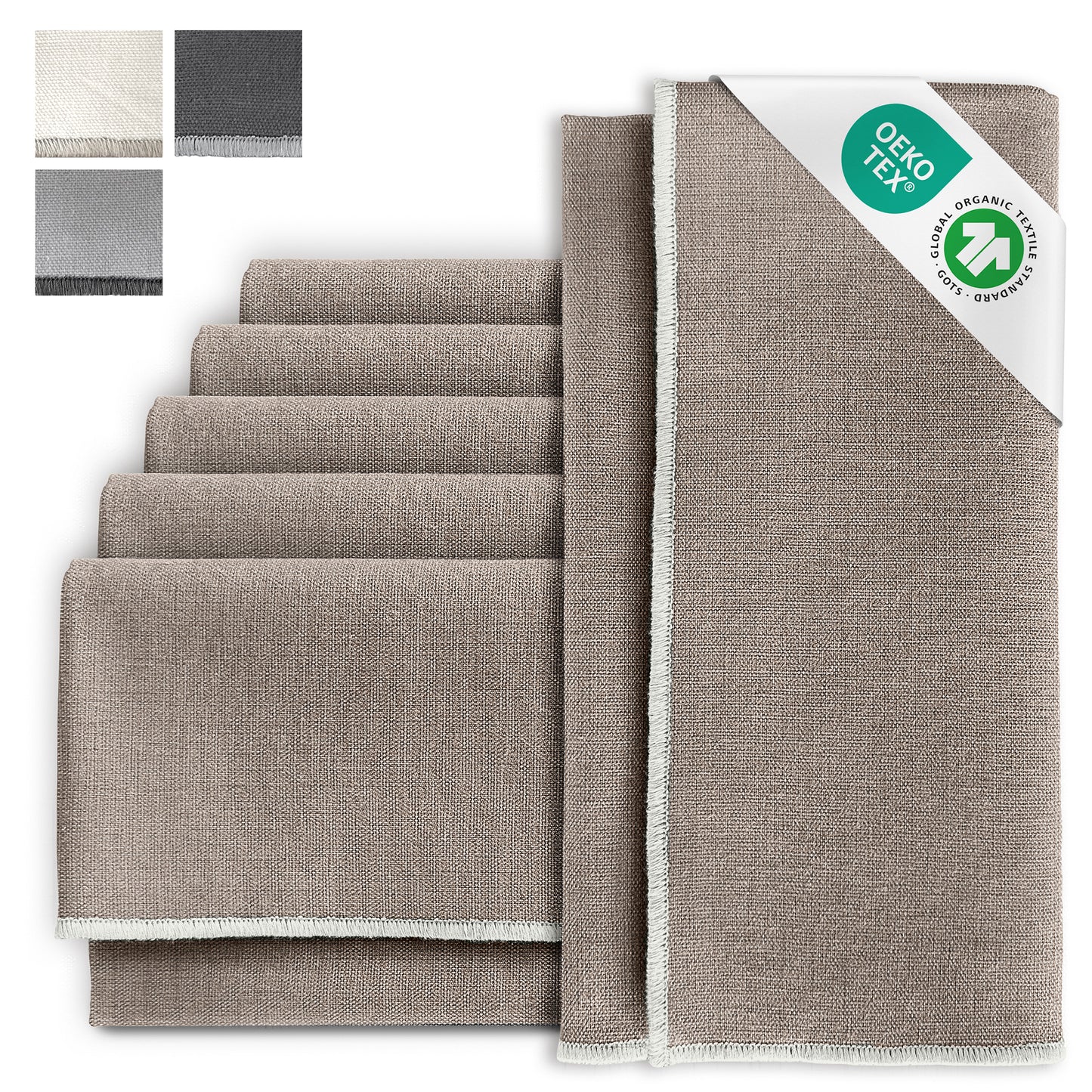 Stoffservietten aus 100% Bio-Baumwolle mit edler Ziernaht - 6er Set - 45 x 45 cm