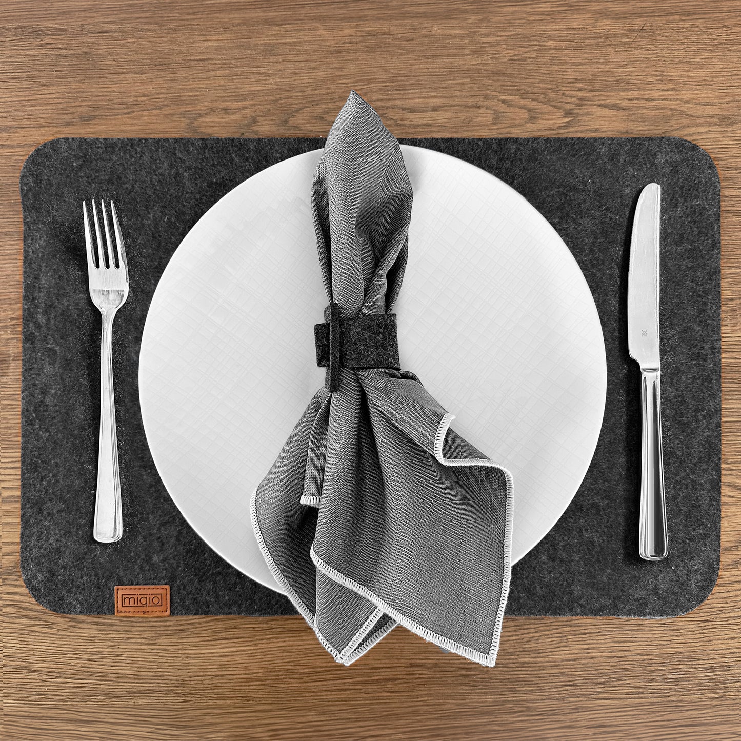 Stoffservietten aus 100% Bio-Baumwolle mit edler Ziernaht - 6er Set - 45 x 45 cm