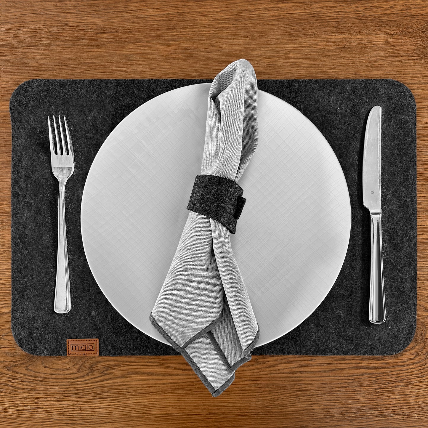 Stoffservietten aus 100% Bio-Baumwolle mit edler Ziernaht - 6er Set - 45 x 45 cm