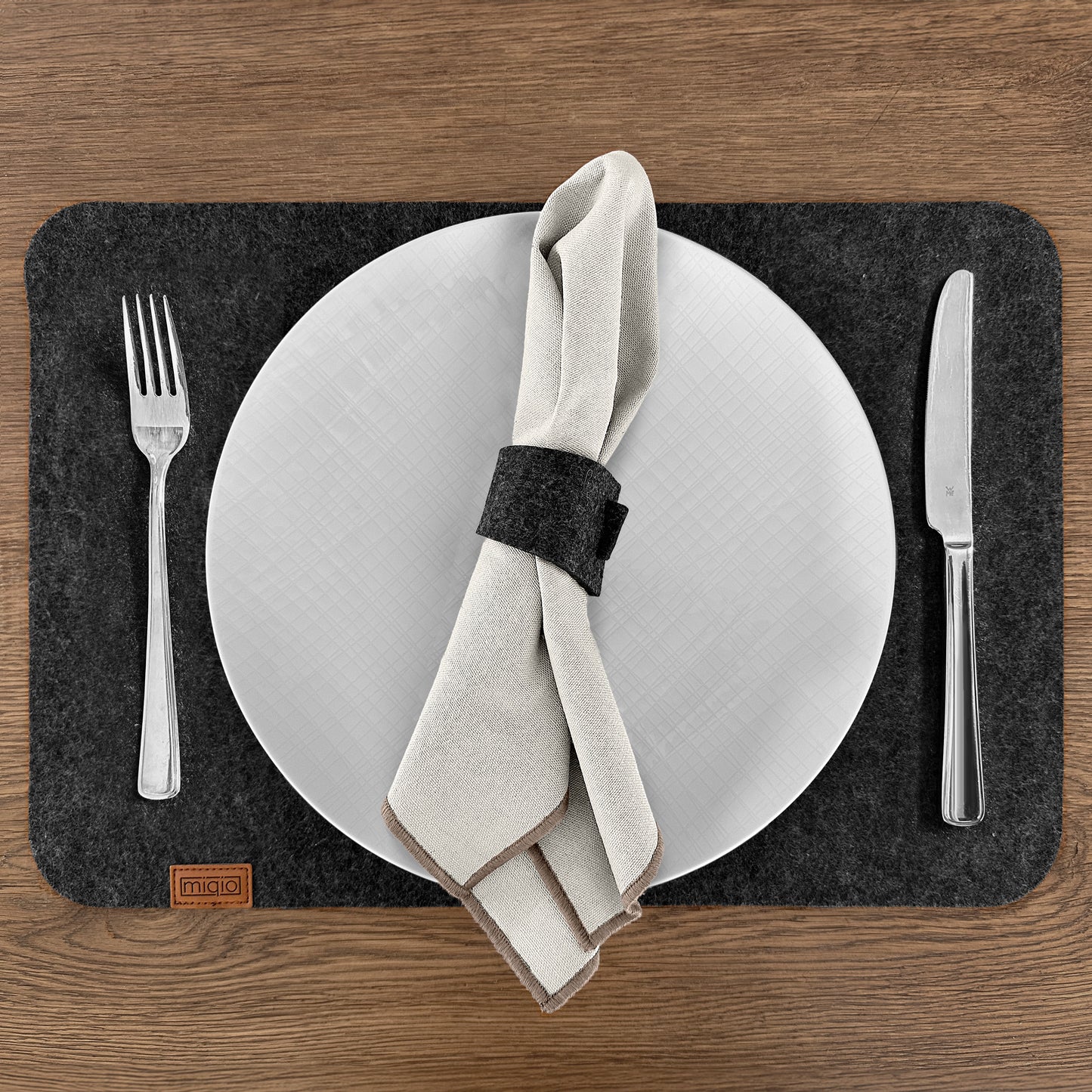 Stoffservietten aus 100% Bio-Baumwolle mit edler Ziernaht - 6er Set - 45 x 45 cm