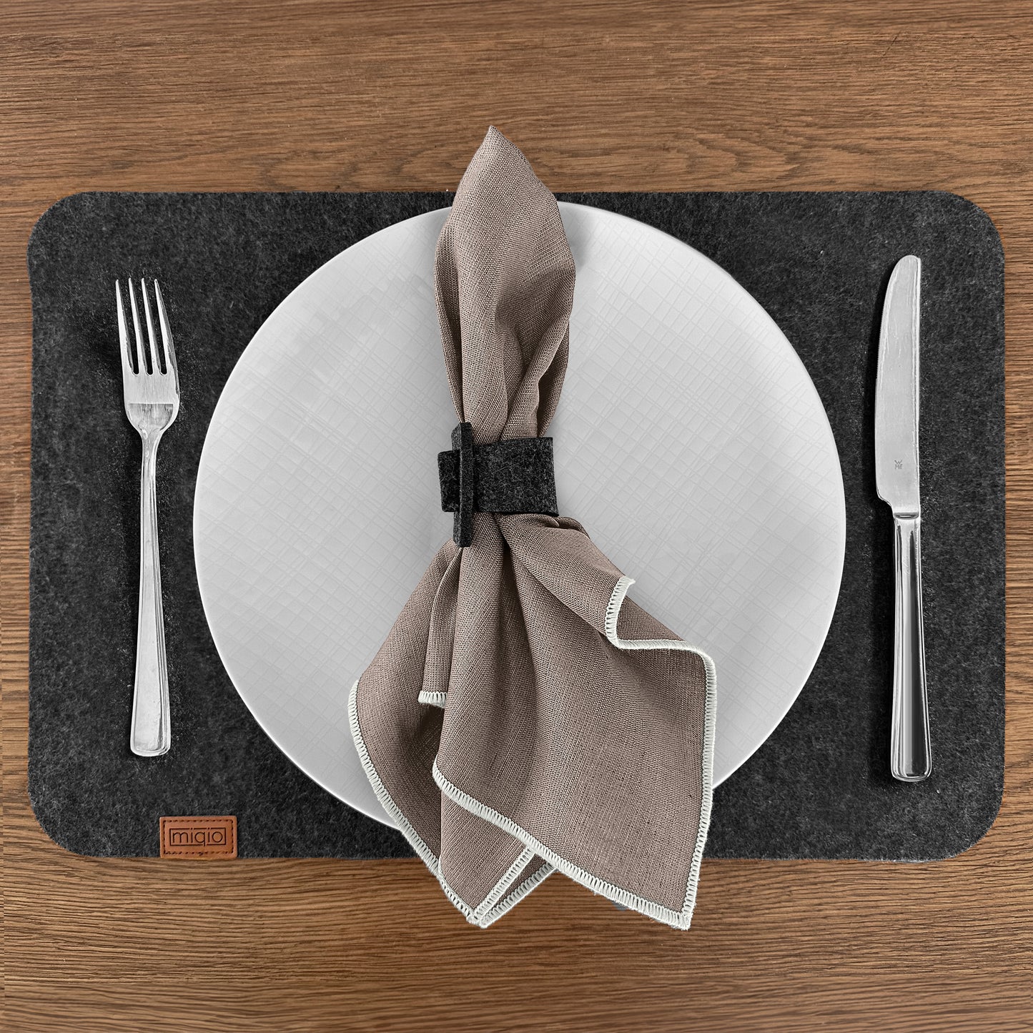 Stoffservietten aus 100% Bio-Baumwolle mit edler Ziernaht - 6er Set - 45 x 45 cm