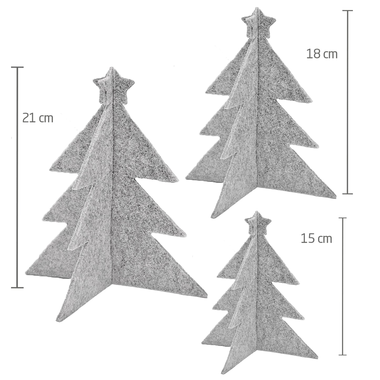 Filz Tannenbäume – 3er-Set für elegante Weihnachtsdekoration