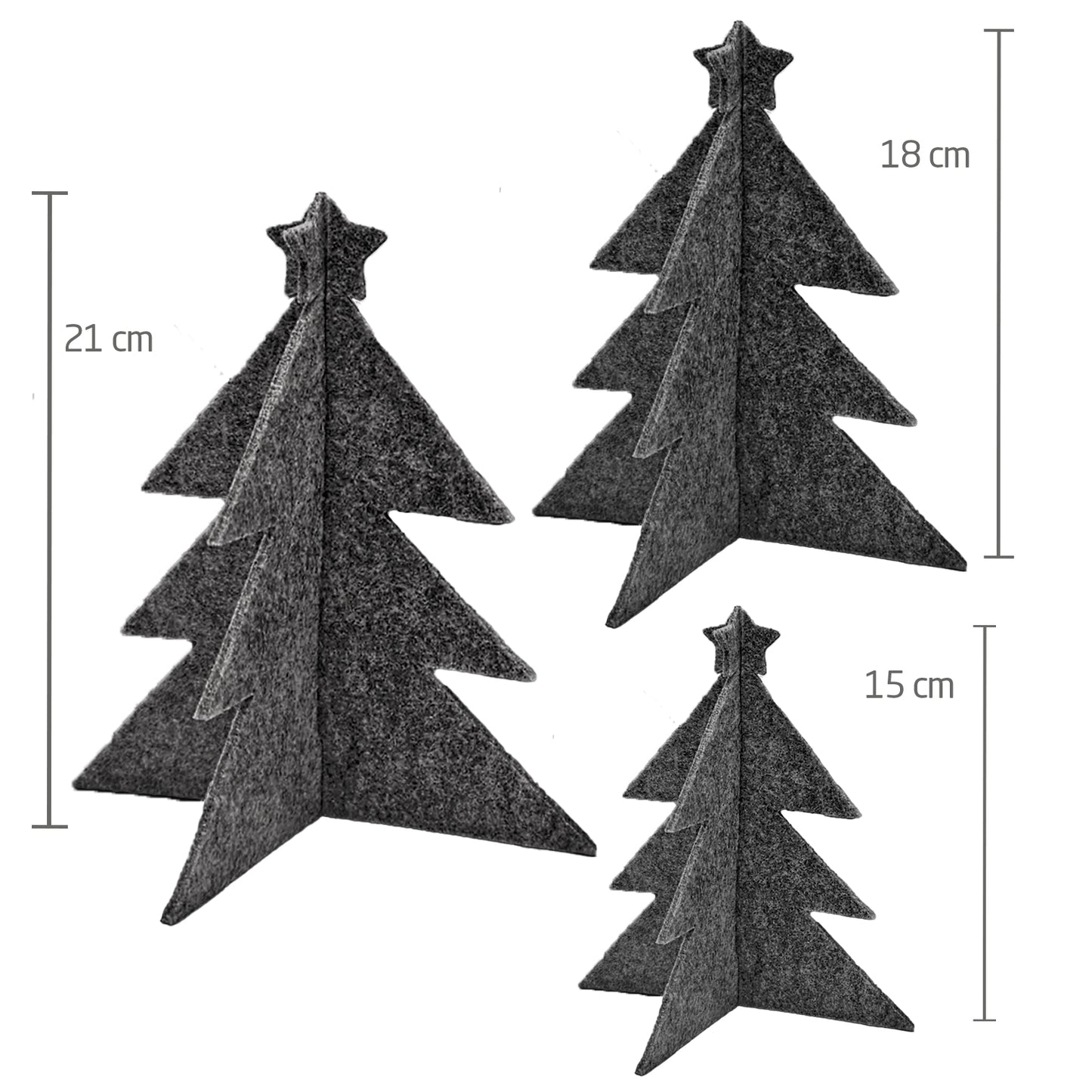 Filz Tannenbäume – 3er-Set für elegante Weihnachtsdekoration