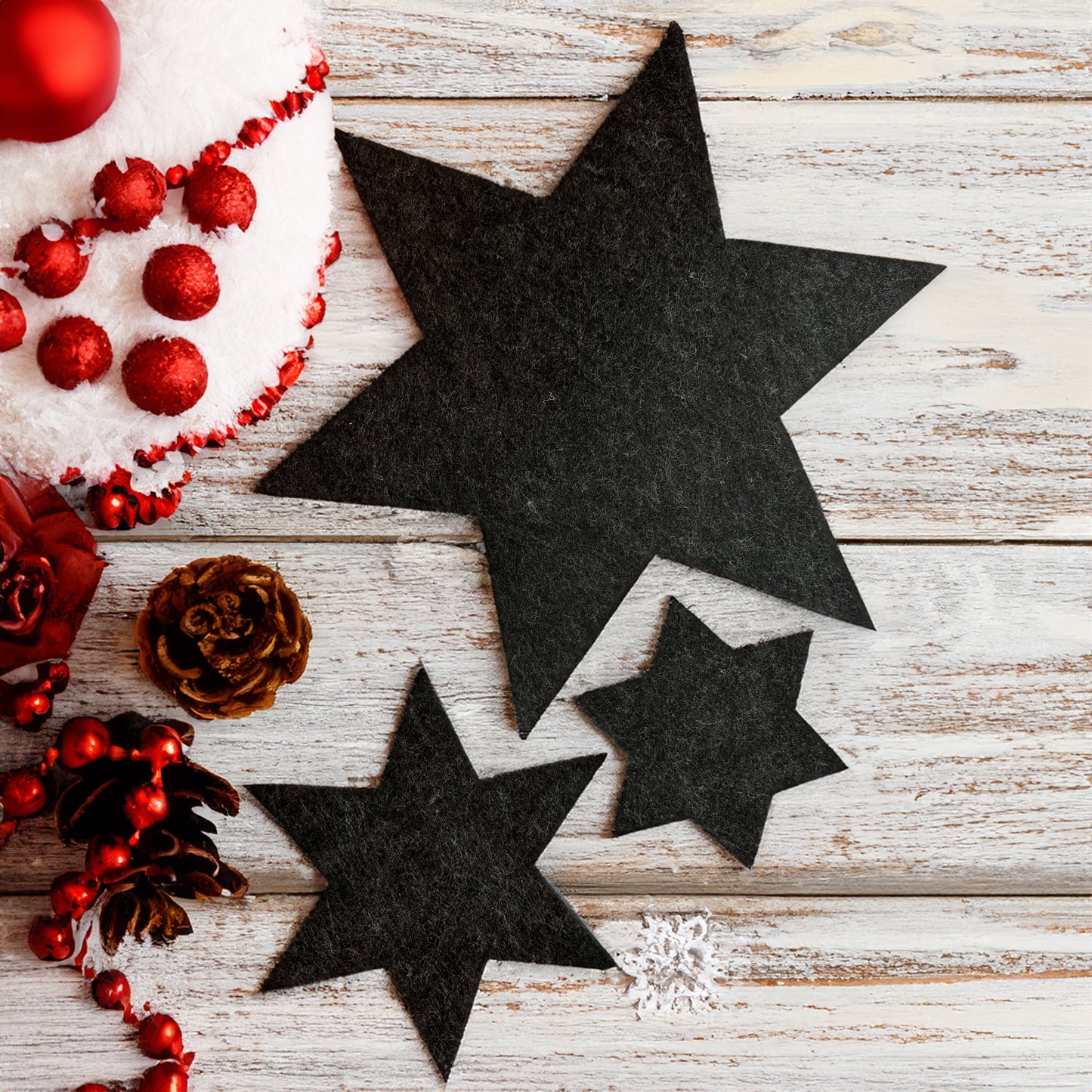Filz Sterne 3er-Set – Weihnachtsdeko & Untersetzer