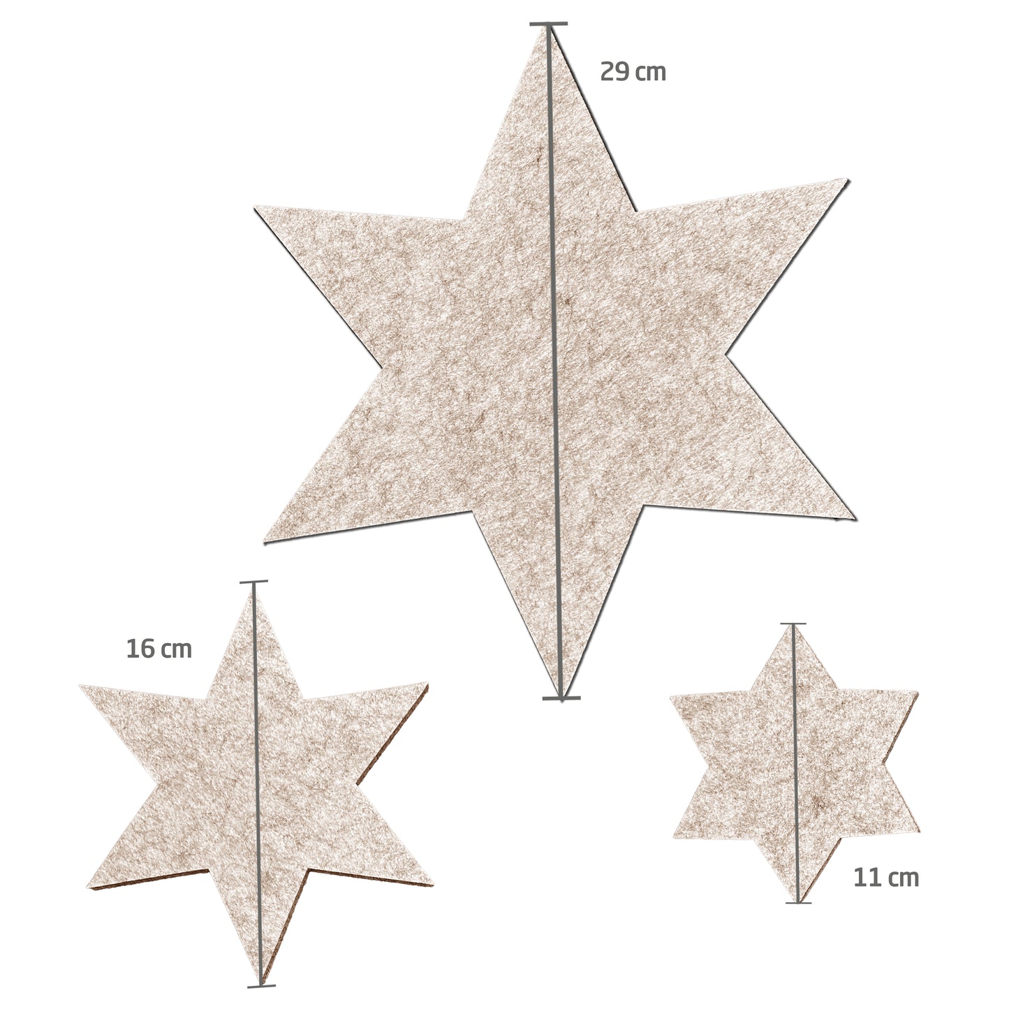 Filz Sterne 3er-Set – Weihnachtsdeko & Untersetzer