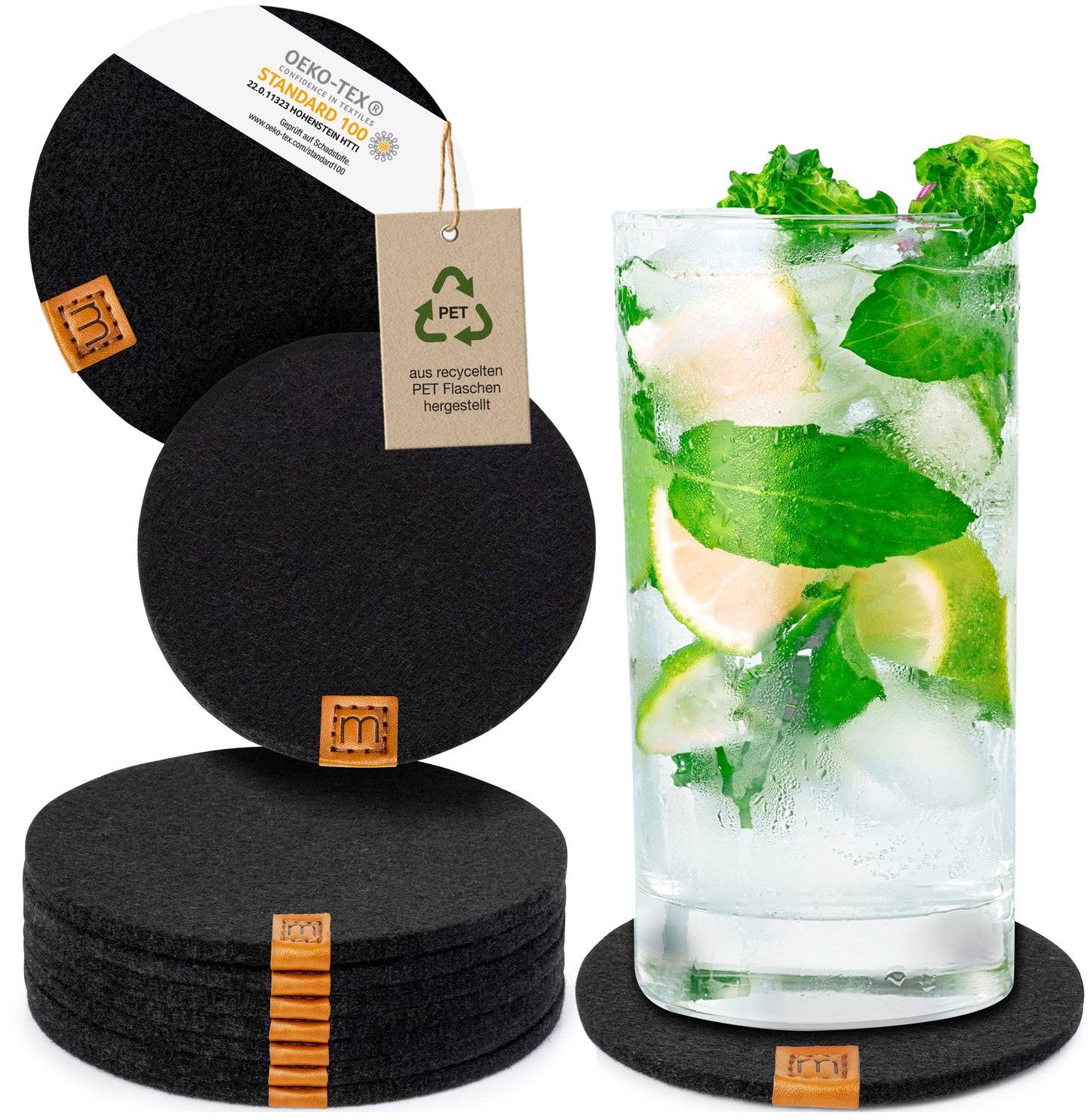 Glasuntersetzer Rund aus Filz 10er-Set (Ø10 cm)