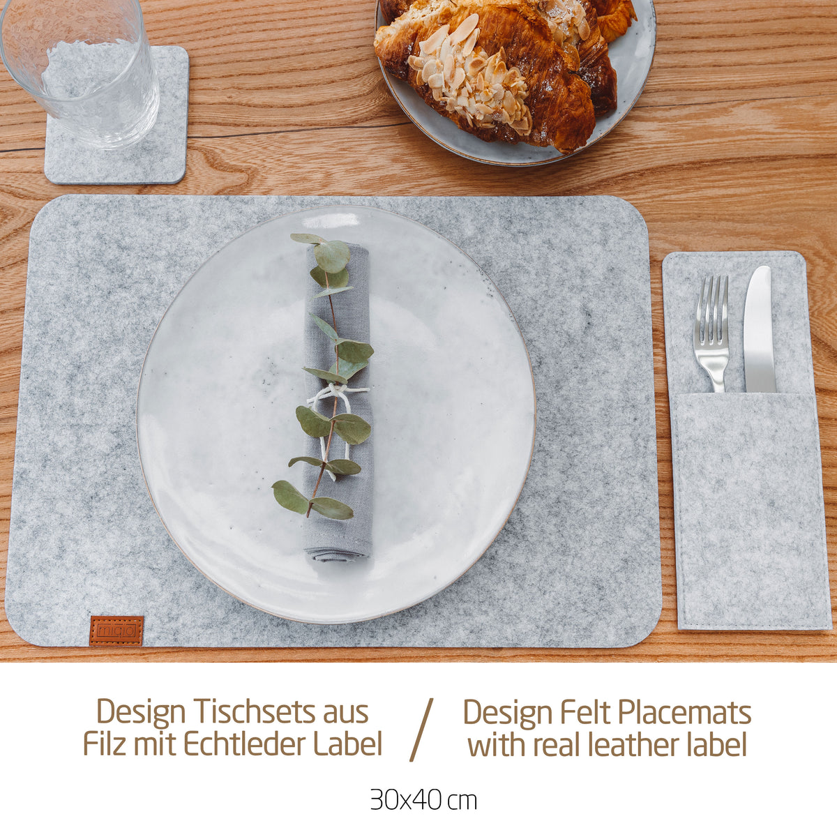 Filz-Tischset, Grau/Anthrazit, 4er/6er Set