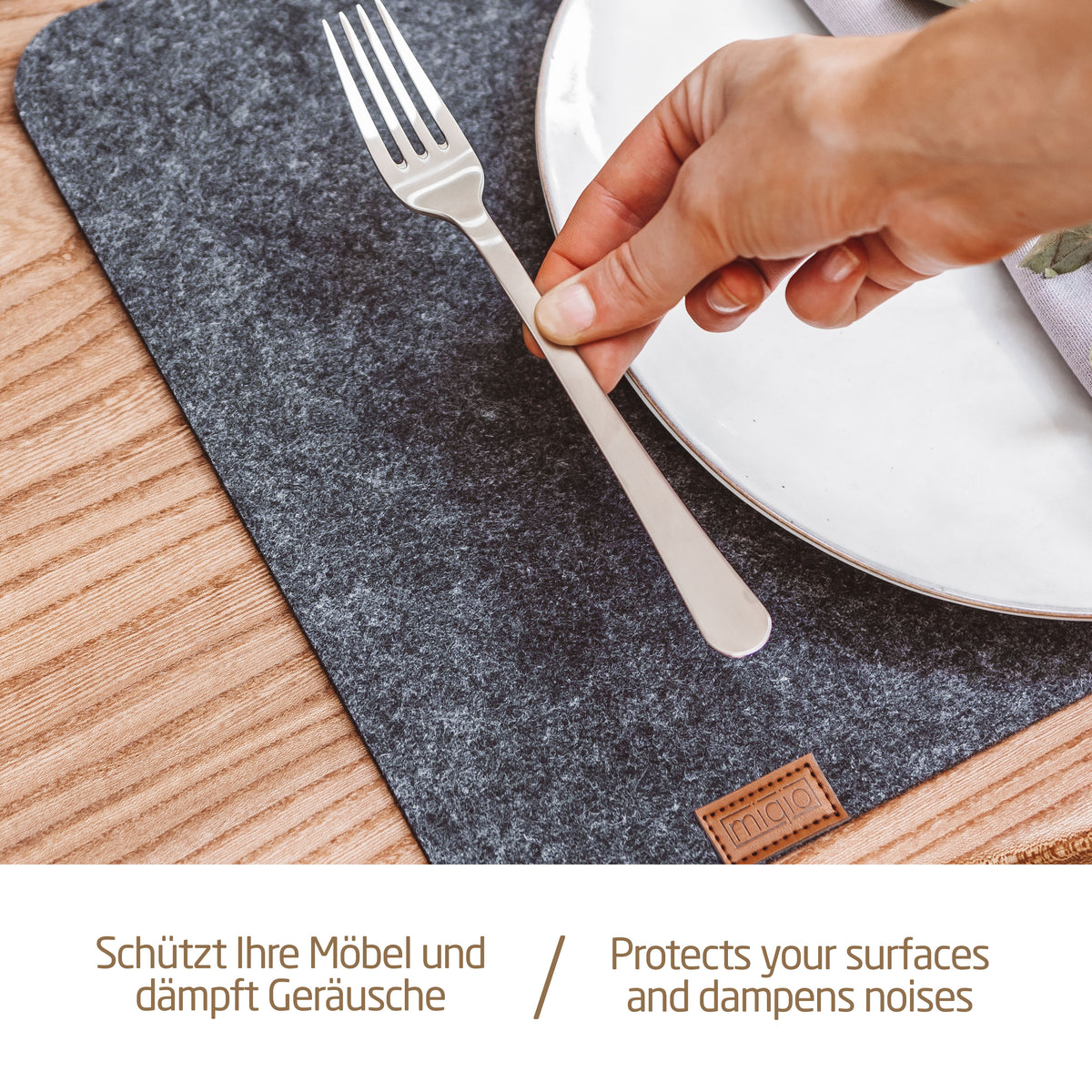 Filz-Tischset, Grau/Anthrazit, 4er/6er Set